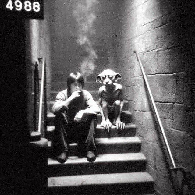 AI生成，霍格沃兹半夜的监控